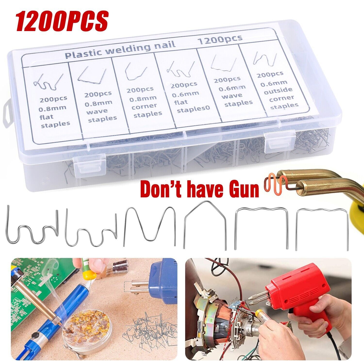 Liwarace 1200Pcs Hot Staple Plastic Welding Kits For Car Bumper Fender