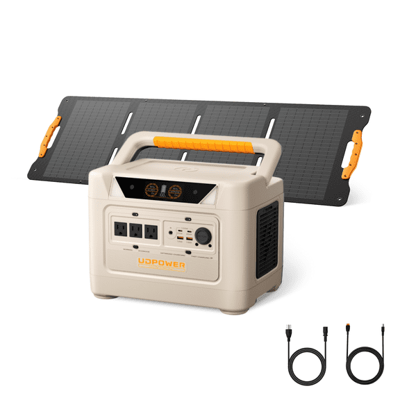 UDPOWER S1200 Solar Generator Kit with 210W Solar Panel Included, 1191Wh Portable Power Station, 1200W (1800W Peak) LiFePO4 Battery Home Backup with UPS, for Off-Grid & RV