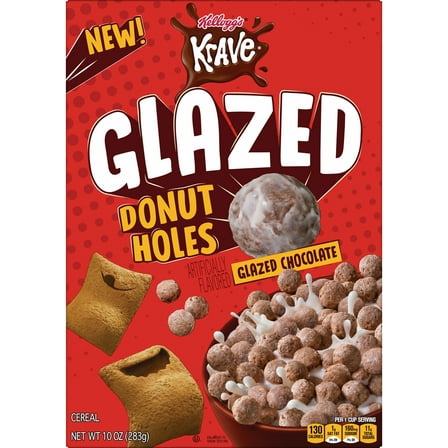Kellogg's Krave Chocolate Glazed Donut Holes Breakfast Cereal, 10 oz Box