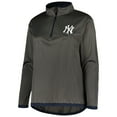 thumbnail image 2 of Women's Profile Charcoal New York Yankees Plus Size Quarter-Zip Jacket, 2 of 3