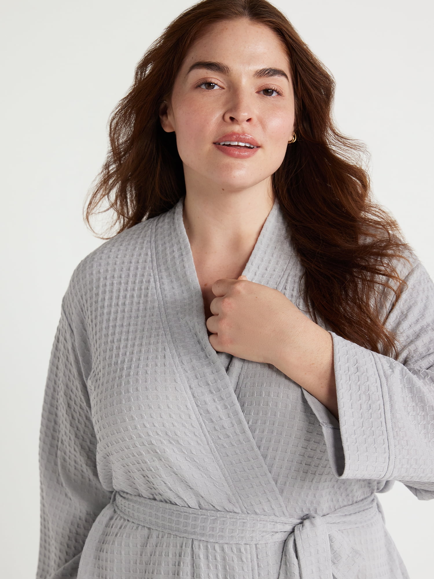 Joyspun Women’s Waffle Kimono Robe, Sizes S to 3X