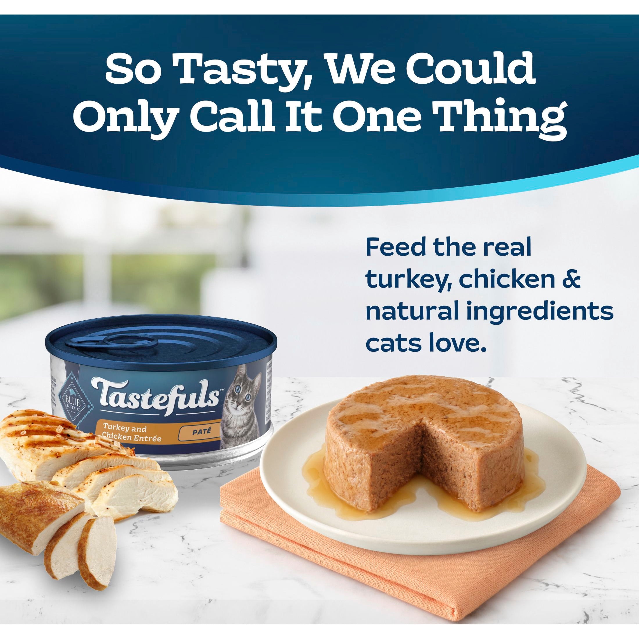 (2 pack) Blue Buffalo Tastefuls Wet Cat Food Paté, Turkey and Chicken, 5.5-oz. Can