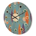 thumbnail image 3 of Designart 'Botanical Floral Retro Pattern II' Mid-Century Modern Wood Wall Clock, 3 of 5