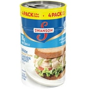 (4 Pack) Swanson White Premium Chunk Canned Chicken Breast in Water, Fully Cooked Chicken, 4.5 oz Can