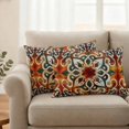 thumbnail image 2 of Burnt Orange Green Outdoor Waterproof Pillow Covers, Vintage Abstract Flowers Decorative Rectangle Throw Pillowcase Sofa Cushion Sham for Patio/Couch/Chair, 20"x12" 2 Pack, 2 of 8