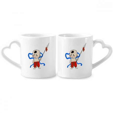 

Kid Red Mythology Couple Porcelain Mug Set Cerac Lover Cup Heart Handle