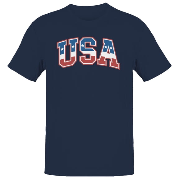 Smartprints USA Red White Blue Patriotic Graphic Men's T-shirt, Navy, S