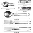 thumbnail image 2 of Juego de cubiertos plegables, juego de 3 piezas de cuchara, cuchillo y tenedor portátil de acero inoxidable 304, adecuado para acampar, picnics, uso al aire libre, 2 of 5