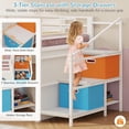 thumbnail image 5 of Twin Loft Bed with Slide, Storage Stairs and Desk, Low Metal Loft Beds with LED Lights & Under-Bed Play Space & High Guardrail, Twin Size Beds for Teen, White, 5 of 9