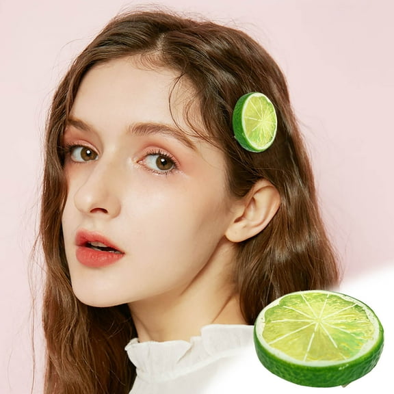 Momihoom Hair Clips Big Simulation Green Lemon Slices Hair Barrettes Duckbill Hair Clip Small Metal Hairpins Hair Accessories