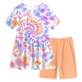 thumbnail image 6 of KPOPLK Girls Pajamas Set 2-Piece Short Sleeve Summer Kids Dress Shirt and Shorts PJs Sleepwear Outift Size 5-6 Years, 6 of 9