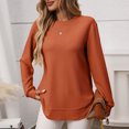thumbnail image 7 of vigerkar Womens Tops Crewneck Long Sleeve Waffle Knit Solid Color Shirts Loose Casual Tunic Tops (Coffee, XXL), 7 of 7