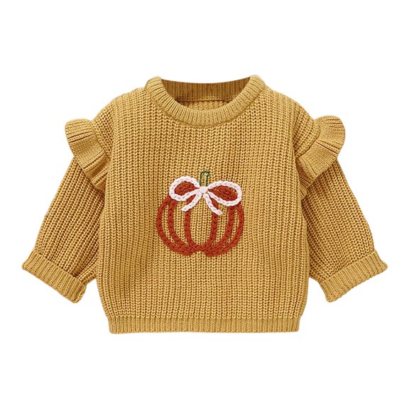 Gibobby Infant Toddler Baby Girl Oversized Sweater Long Sleeve Sweaters Fall Winter Tops Clothes,Yellow,6-9 Months
