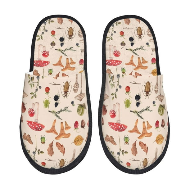 Balery Autumn Pantuflas de Casa de Felpa Silenciosas con Diseño Estampado, Zapatillas Cómodas Antideslizantes de Algodón para Interior-Medium