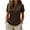 Brown, variant on Brown Womens Vacation Summer T Shirts Linen Button Crew Neck Short Sleeve Henley Shirt Regular Fit Casual Tee Tops XXL