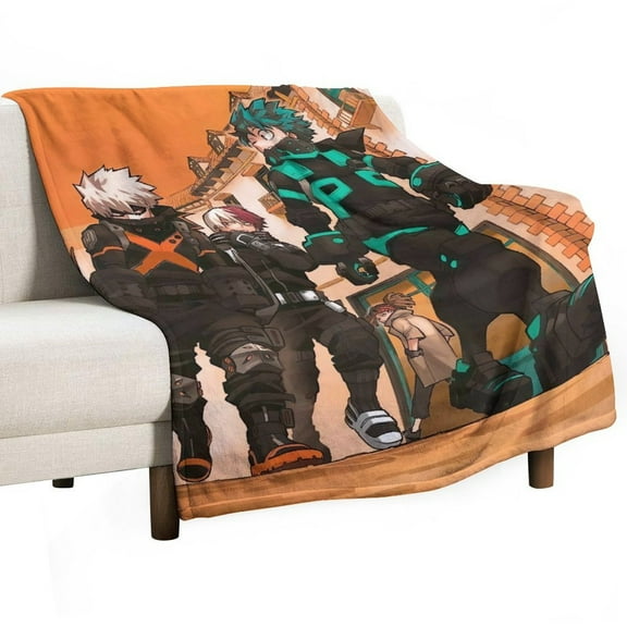 My Hero Blanket Academia Mha Flannel Throw Blankets Soft Pile Cozy Plush Throw Blanket for All Seasons, 3D Printed Warm Blanket for Sofa Beds Home Decor