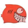 thumbnail image 1 of Kid Children's Elastic Silicone Fish Shaped Swimming Cartoon Shark Shaped Waterproof Swimming Hat (Shark, Red), 1 of 8