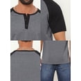 thumbnail image 7 of DARING DIVA Men's Henley Button Down Color Block Short Sleeve T-Shirt S Dark Gray, 7 of 7