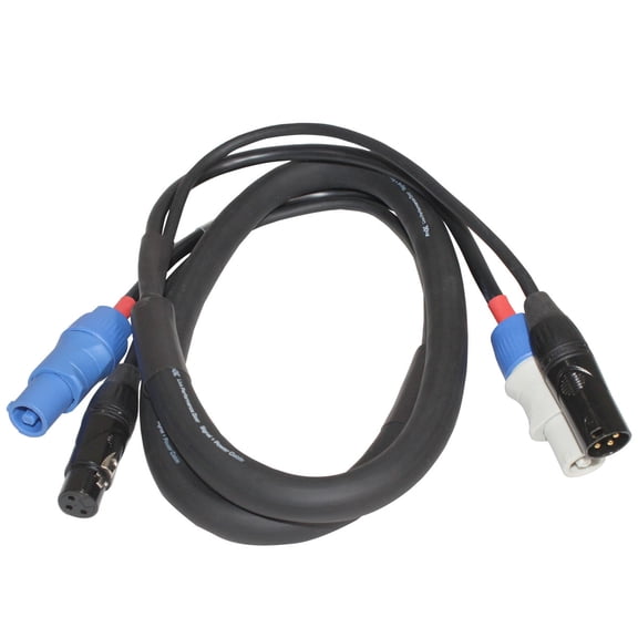 ProX XC-PWC14-DMX10 10' 14 AWG PowerCon Blue-M to Gray-M   DMX-3 XLR-M to XLR-F