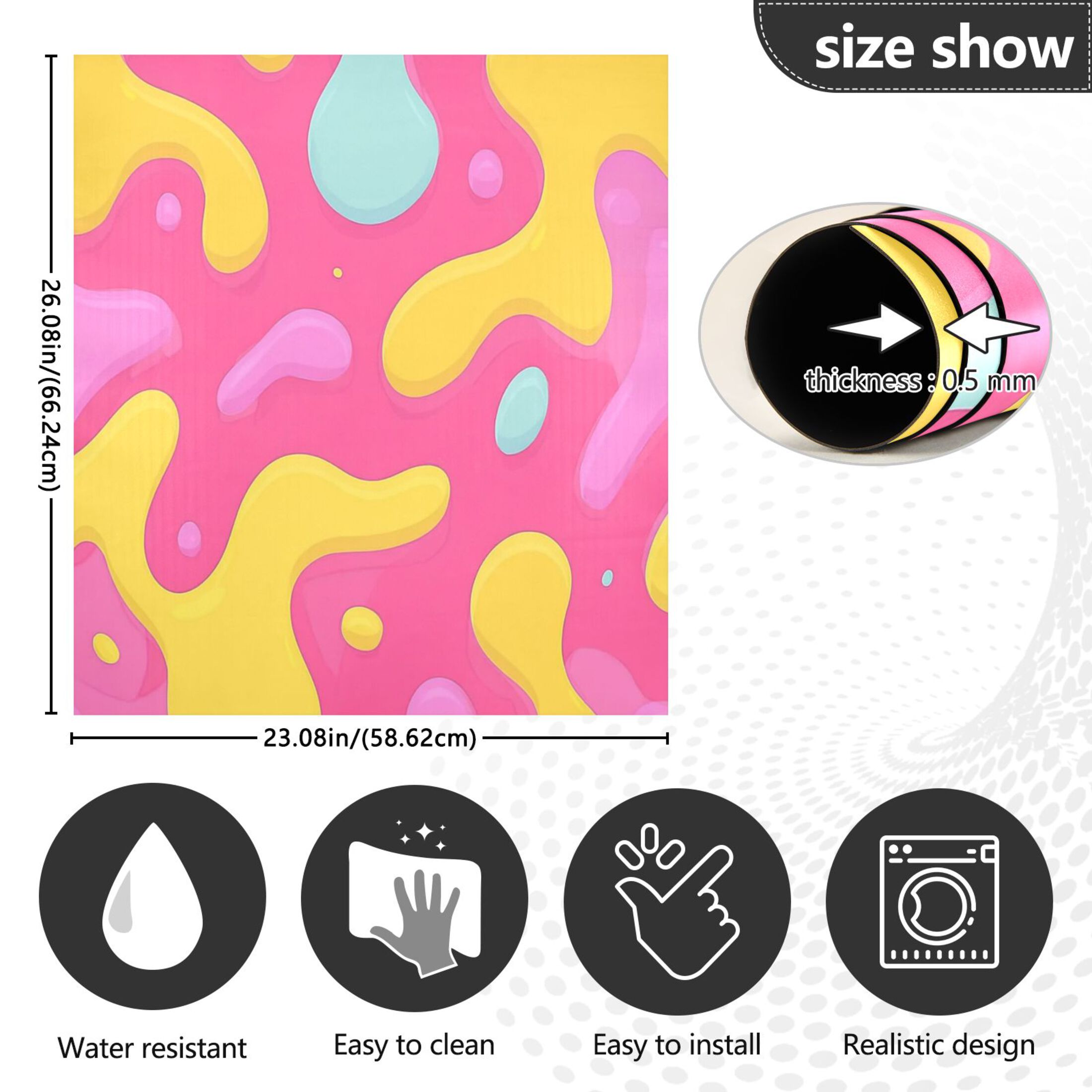 IAUYY Magnetic decorative sticker - 23x26 Inch PVC Refrigerator Decorative Cover, Removable DIY Art for Kitchen Appliances Colorful Liquid Shapes