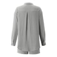 thumbnail image 3 of CCRFTGI 2 Piece Sets for Kids Girls Size 14-16 Casual Linen Sets Teenage Summer Long Sleeve Cotton Linen Button Down Shirt Baggy Wide Leg Shorts Big Sister Outfit Activewear Light Gray 9-10 Years, 3 of 5