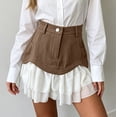 thumbnail image 2 of Arlun Summer Two-Piece Patchwork Mini Skirts Women High Waisted Ruffle Layered Stitching Short Skirt with Pockets 2026 Fashion Asymmetric Bodycon Skirts Casual Wear Brown XL, 2 of 4