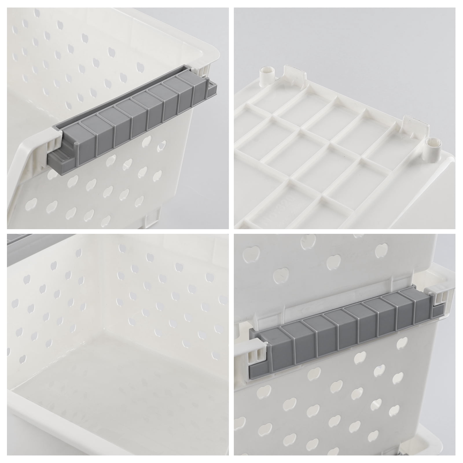Doryh 3-tier Plastic Open Front Stacking Storage Basket/Bin, Large Size, White
