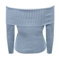 thumbnail image 7 of Women's Pullover Sweater Fall Off Shoulder Long Sleeve Ribbed Knit Fitted Tops Blouse for Casual Wear, 7 of 7