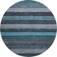 thumbnail image 2 of Addison Rugs Mayfield Premium Machine Washable Transitional Stripes Teal Round Rug, 8' x 8', 2 of 6