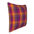 thumbnail image 2 of Xecao Orange and Purple Plaid Print Soft Velvet Decorative Throw Pillow Covers, Square Cushion Cases for Bed, Sofa, Living Room, Car, and Indoor Outdoor Use-16"x16", 2 of 8