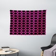 thumbnail image 1 of Hot Pink Tapestry, Big and Small Dots Spots in Symmetrical Order Old Fashioned Vibrant Design, Wall Hanging for Bedroom Living Room Dorm Decor, 60W X 40L Inches, Hot Pink Black, by Ambesonne, 1 of 2