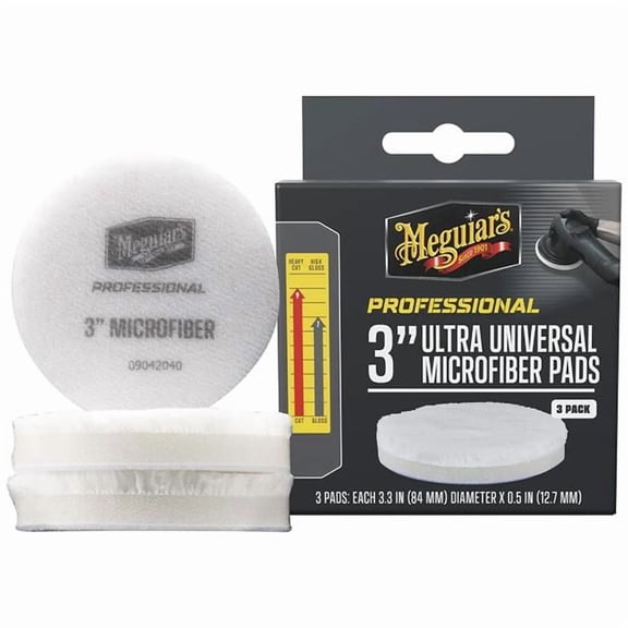 Meguiars M3MFP3 3 in. Professional Ultra Universal Microfiber Pads - Pack of 3