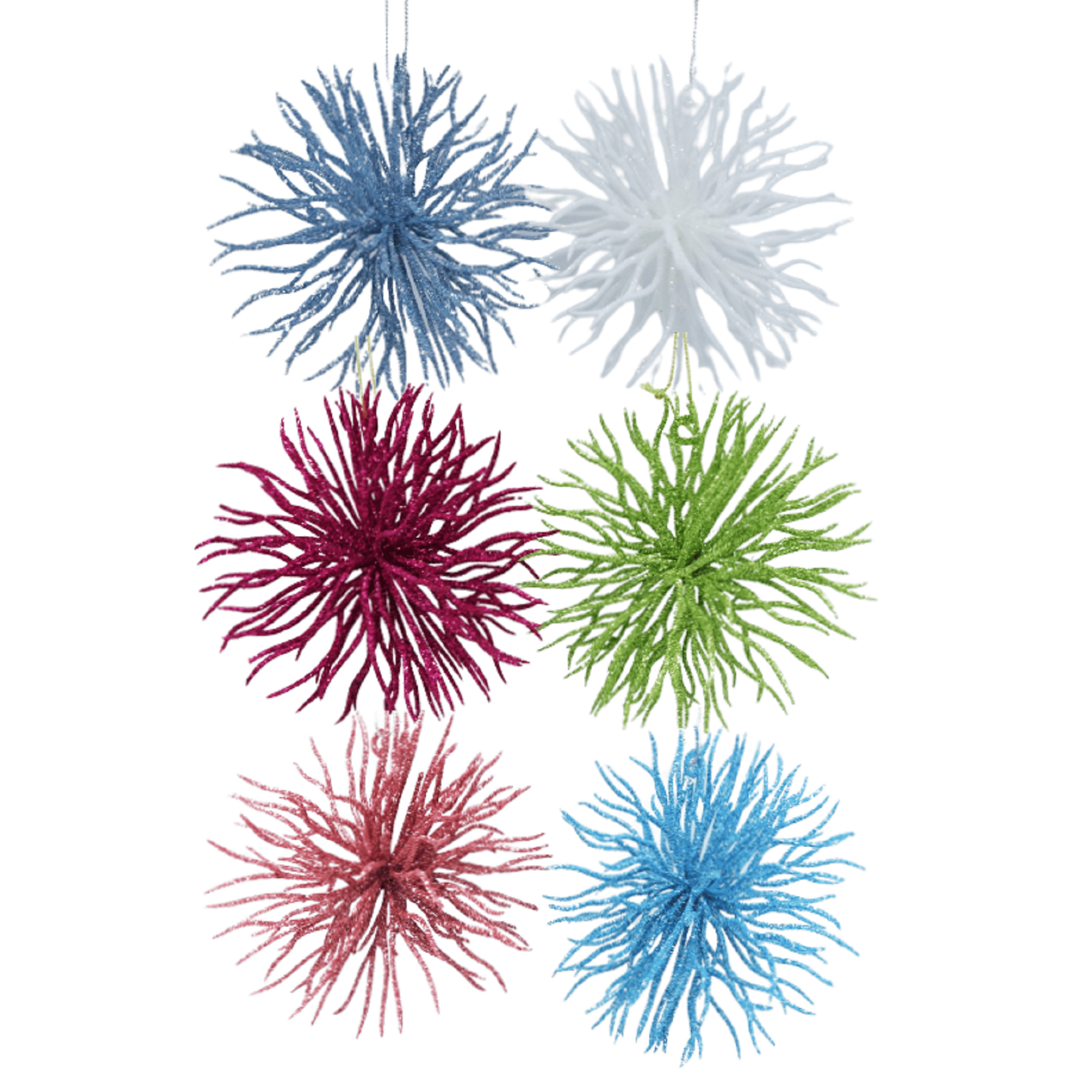 Holiday Time 4pk Starburst Ornament Assortment, Opp Ornament, 0.097kg Each