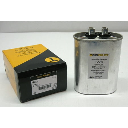 

TitanPro 40-370 TitanPro TOC40 HVAC Oval Motor Run Capacitor. 40 MFD/UF 370 Volts