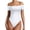 White, variant on Women Sexy Off The Shoulder Short Sleeve Backless Basic Double Lined Thong Bodysuit Tops
