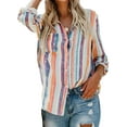 thumbnail image 3 of Beiwei Long Sleeve Loose Oversized Striped Button Down Tunic Tops Blouse Shirts for Women Fashion Ladies Plus Size Casual Baggy Shirts Tops Size S-5XL, 3 of 3