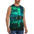 thumbnail image 2 of Pofeuu Northern Lights Print Men's Muscle T-Shirt, Sleeveless, Muscle Tank, Classic Muscle Tee Top For Men Casual Sleeveless Muscle T-Shirt Trendy Clothes-Medium, 2 of 7