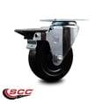thumbnail image 2 of 4 Inch Hard Rubber Wheel Swivel Top Plate Caster Posi Brake Service Caster, 2 of 2