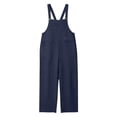 thumbnail image 6 of Women's Bib Overalls Loose Fit Wide Leg Jumpsuits Casual Rompers with Pockets Navy 2XL, 6 of 6