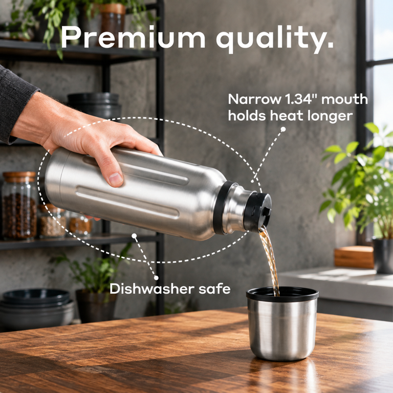 Matte 26 Ounces Stainless Steel Steel Travel Thermo Flask Hot Cold ...