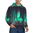 thumbnail image 2 of Pofeuu Northern Lights 2 Print Mens Casual Hooded Collar Drawstring Hoodies Pullover Sweatshirts Casual Long Sleeve Shirts-X-Large, 2 of 7