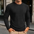 thumbnail image 2 of ZHOGXU Fashion Solid Color Long Sleeve Pullover Crew Neck Men's T Shirts Base Layer Tee Work Wear, 2 of 8