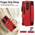 thumbnail image 2 of Dteck Zipper Wallet Case for Samsung Galaxy Z Fold 7,Magnetic Leather Card Slot Cash Pocket Case with Pen Holder Shockproof Hand Strap Heavy Duty Cover for Galaxy Z Fold 7,Red, 2 of 6