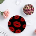 thumbnail image 4 of FMSHPON Lip Print Texture Black Set of 6 Round Coaster for Drinks, Absorbent Ceramic Stone Coasters Cup Mat with Cork Base for Home Kitchen Room Coffee Table Bar Decor, 4 of 6