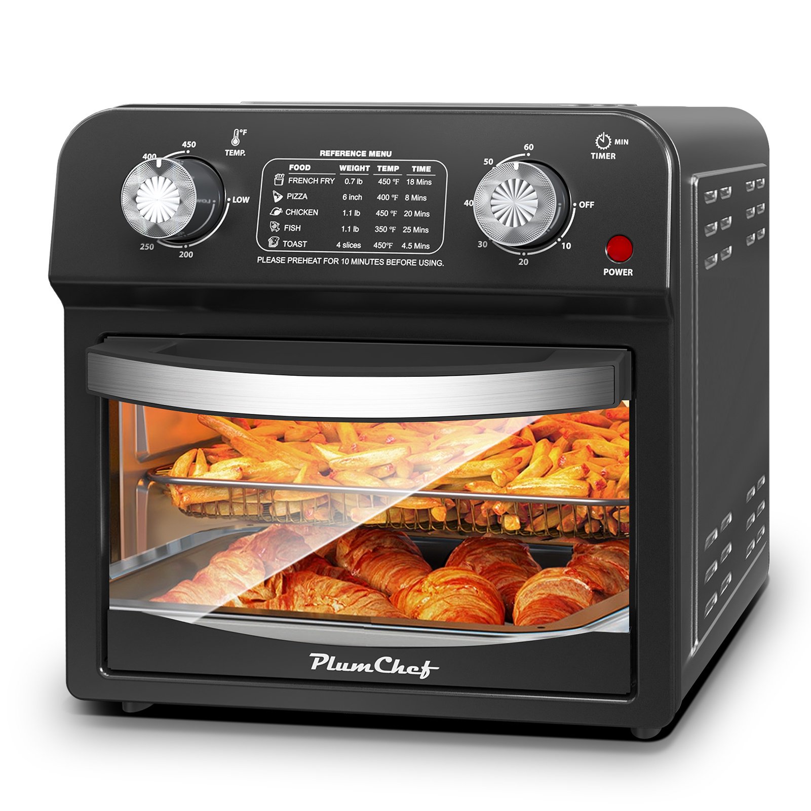Air Fryer, 13QT, 5 Pre-set Menus, 360° Hot Air Circulation, Healthy Oil-Free, Multifunctional Convection Toaster Oven Air Fryer Combo, Adjustable Temp & Time Control, Stainless Steel Countertop Oven