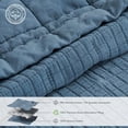 thumbnail image 4 of EVERGRACE Stonewashed Cotton Quilt Set King Size, Ultra Soft Oversized Bedspread Coverlet Set, Lightweight Crinkle Box Stitch Bedding Sets for All Season, with 2 Shams, Sonoma Blue, 4 of 7