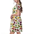 thumbnail image 2 of Salouo Colorful Fruits for Women's Short Sleeve Summer Dress, Pleated Loose Swing Knee Length Dresses with Pockets, 2 of 6