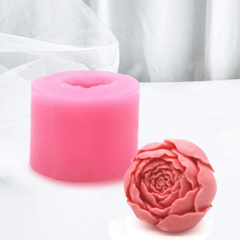 Ykohkofe Three- DIY Mold 3D Baking Candle Rose Home DIY Candle Wax Melts, Size: One size, Pink