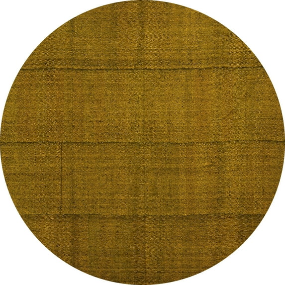 Ahgly Company Indoor Round Abstract Yellow Contemporary Area Rugs, 8' Round
