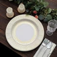thumbnail image 4 of Efavormart 25 Pack | 13" Gold / White Vintage Porcelain Style Dessert Paper Plates, Heavy Duty Disposable Party Plates - 300GSM, 4 of 11